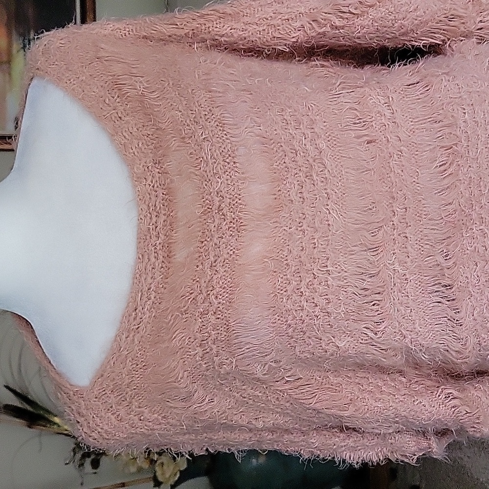 Puff & Bear Blush / Peach  Color Fuzzy Sweater - Picture 3 of 10